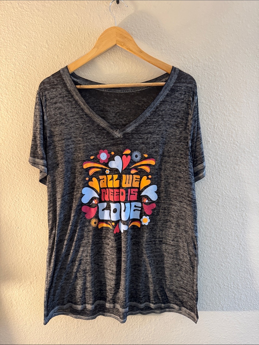 Lane Bryant All We Need Is Love Graphic V-Neck Tee, Size 14/16